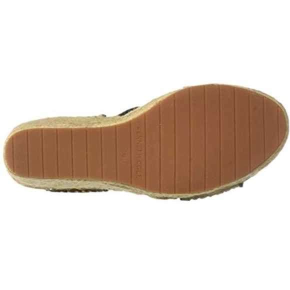 nwt Kenneth Cole Olivia Espadrille Fur Sandal Open Toe Wedge Black Tan Zebra 8 - Picture 10 of 12